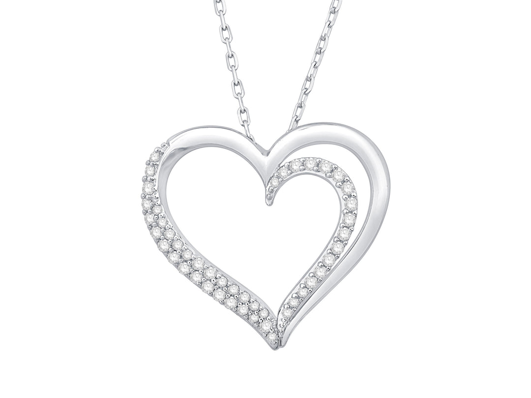 14 Karat White Gold 0.25ct Diamond Heart Pendant