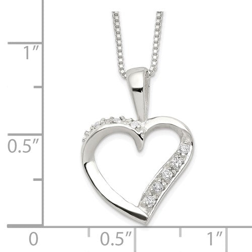 Sterling Silver Heart Necklace with Cubic Zirconia