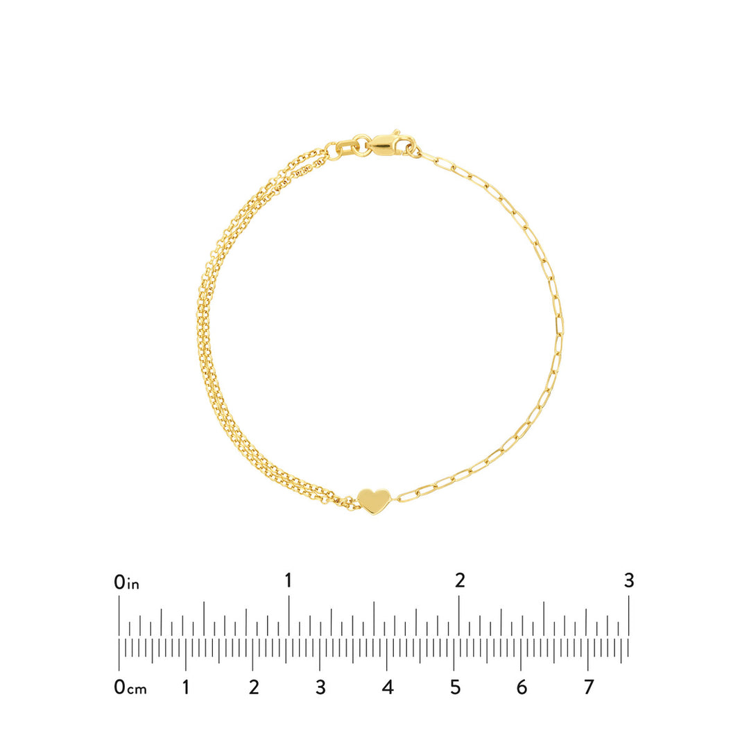 Ladies 14 Karat Yellow Gold Heart Bracelet