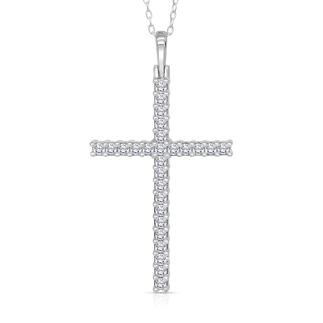 14 Karat White Gold Diamond Cross Pendant