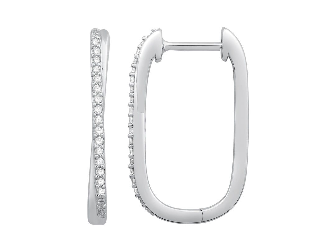 14 Karat White Gold 0.10ct Diamond Small Hoop Earrings