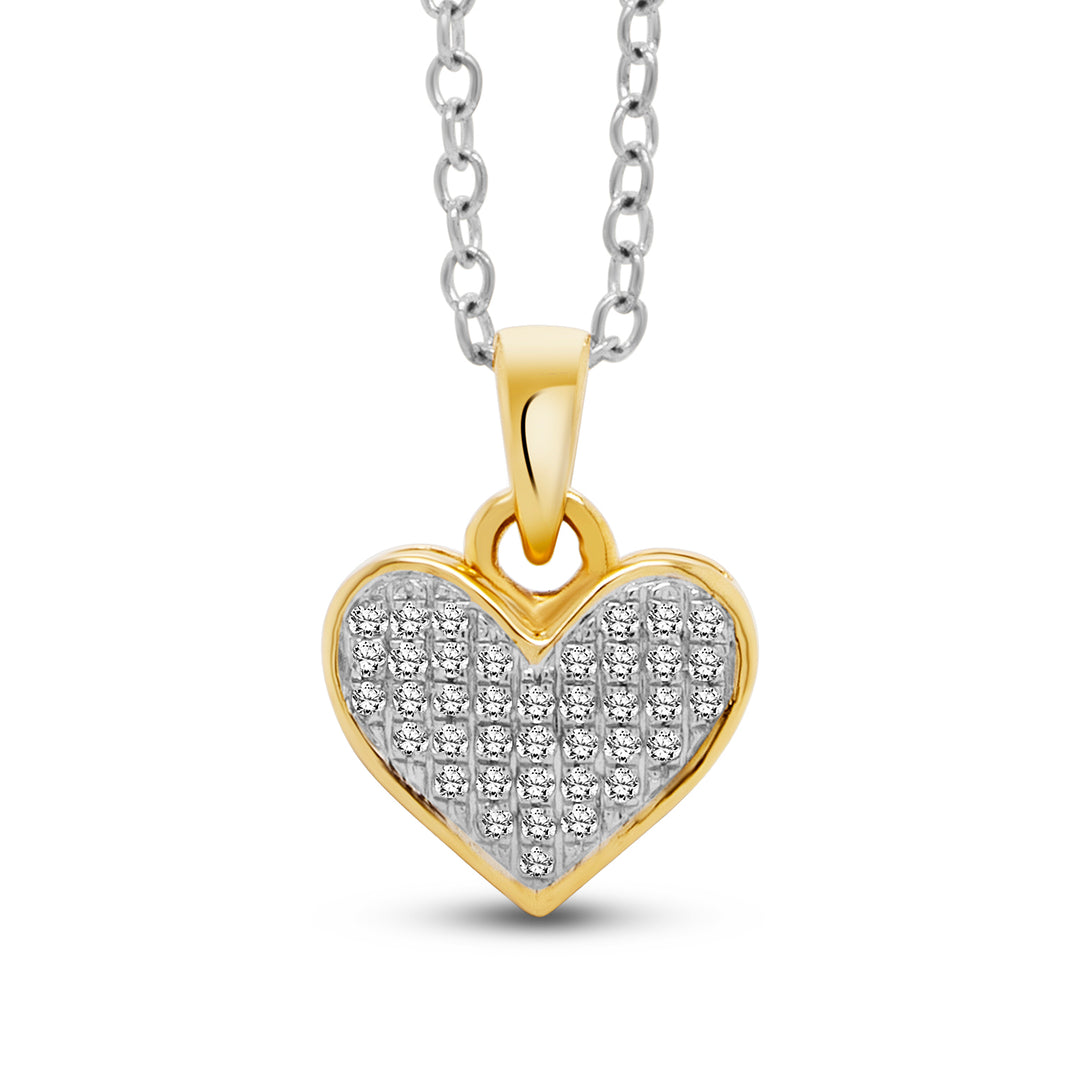 14 Karat Yellow Gold Diamond Heart Pendant