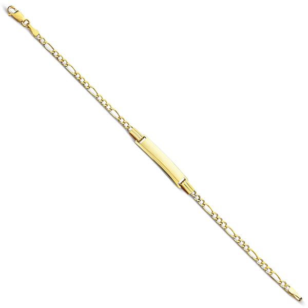 14 Karat Yellow Gold Baby Figaro ID Bracelet