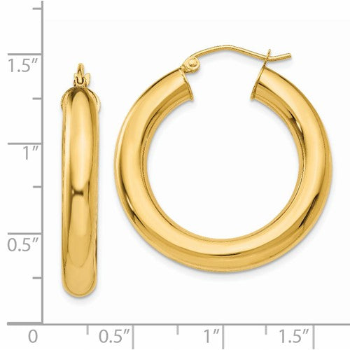 14 Karat Yellow Gold Medium Hoop Earrings