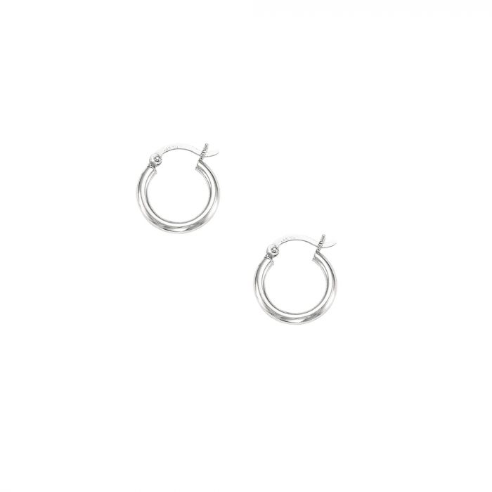 14 Karat White Gold Small Hoop Earrings