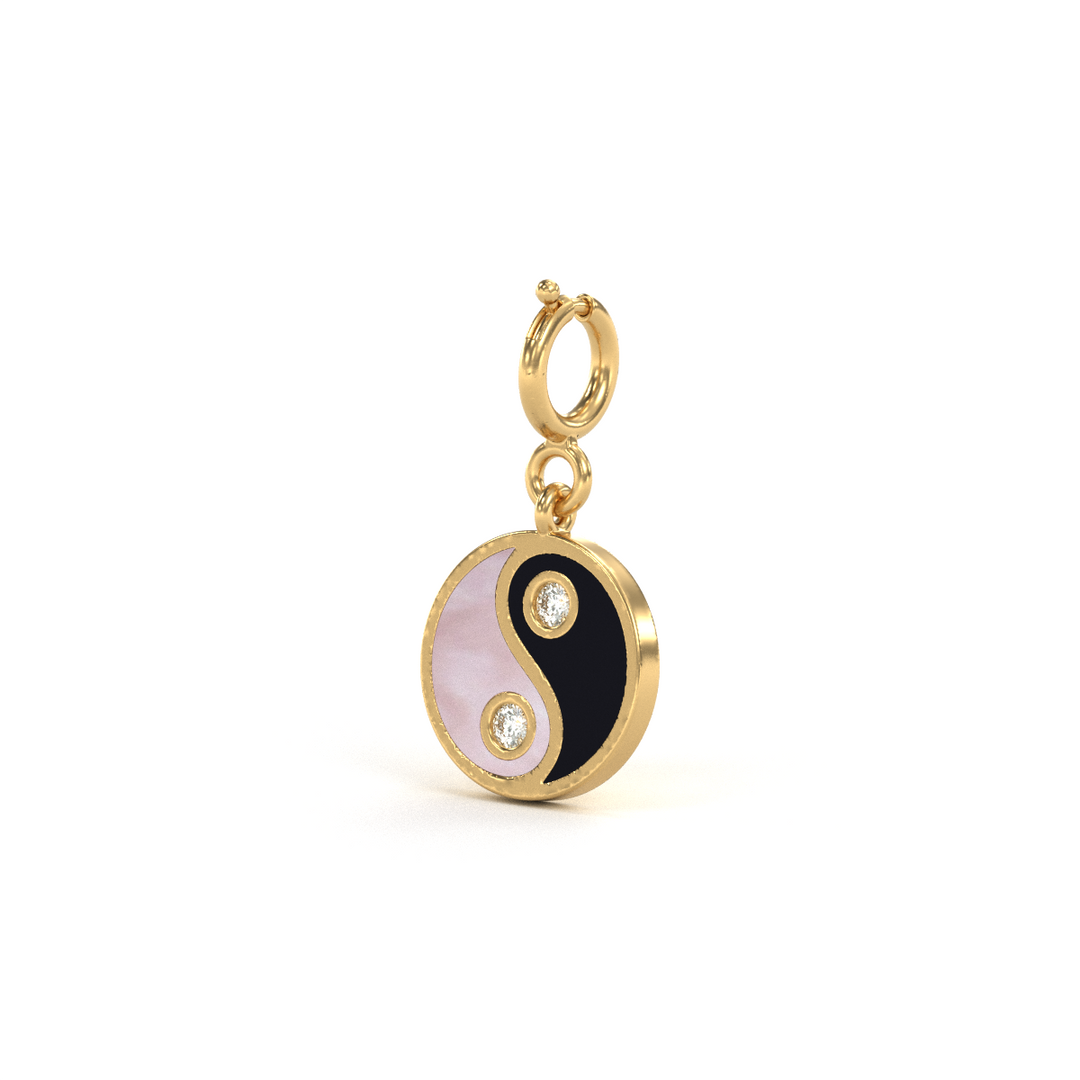 14 Karat Yellow Gold Diamond Yin Yang Pendant