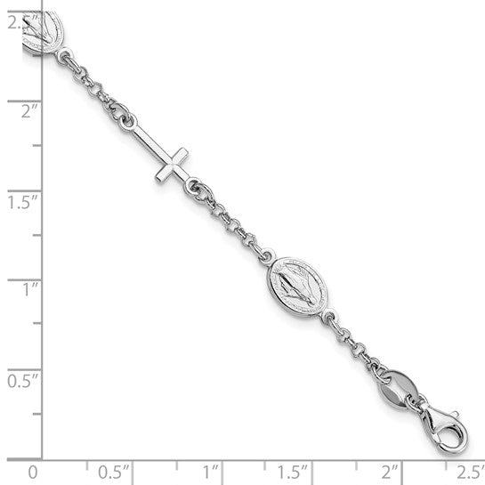 Sterling Silver Religious 7.5 inch Bracelet