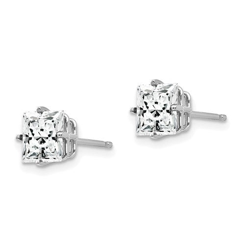 White 14 Karat Gold 6mm Square Cubic Zirconia Studs