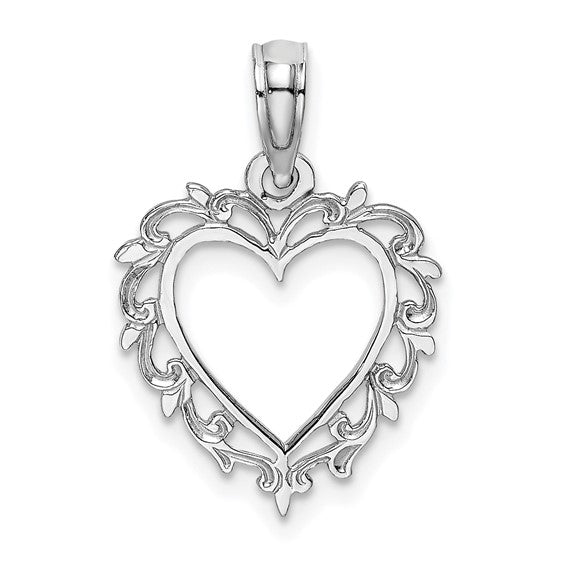 14 Karat White Gold Heart Charm Pendant