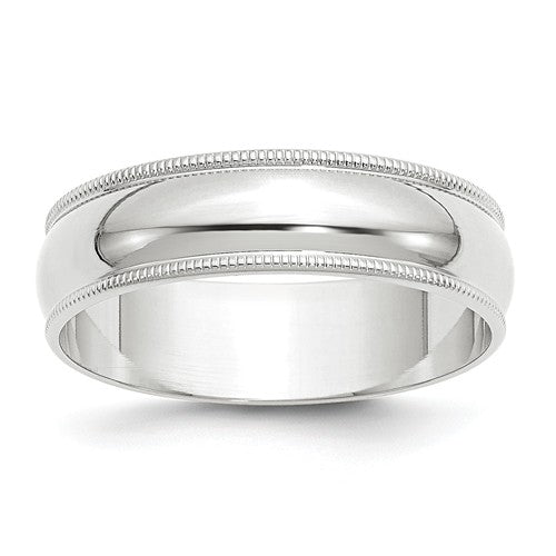 Lady's 14 Karat White Gold Milgrain Wedding Band