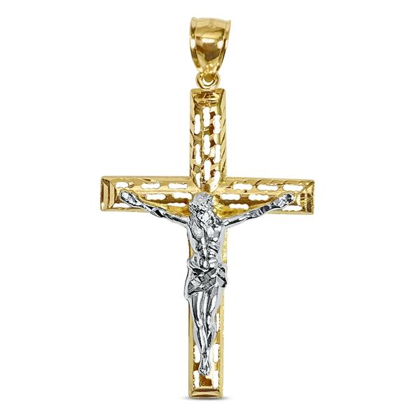 14 Karat 2 Tone Gold Cross Charm Pendant