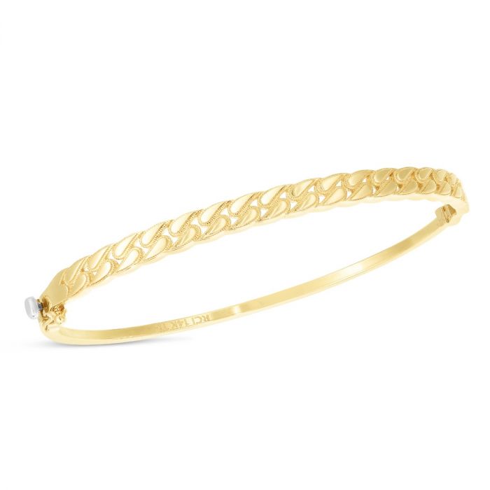 Ladies 14 Karat Yellow Gold Curb Bangle Bracelet