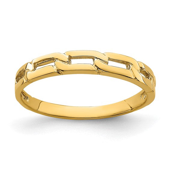 Lady's 14 Karat Yellow Gold Chain Link Fashion Ring