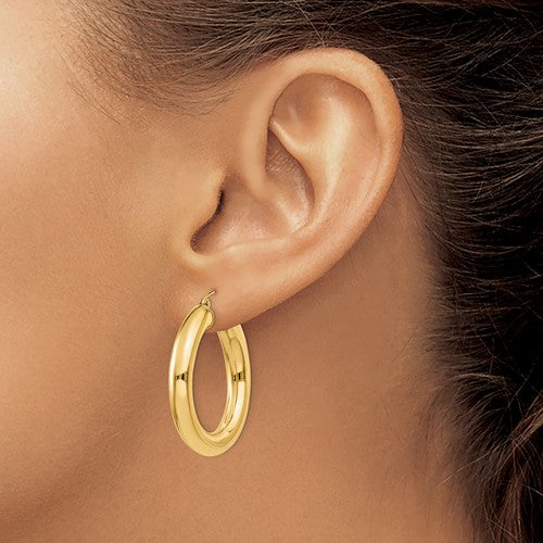 14 Karat Yellow Gold Medium Hoop Earrings