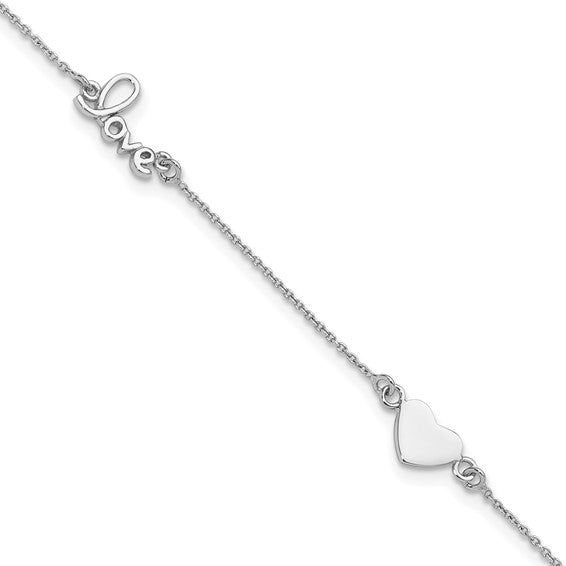 Sterling Silver Love 10 inch Ankle Bracelet