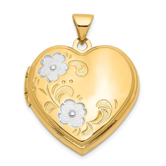 14 Karat 2 Tone Gold Locket Charm Pendant