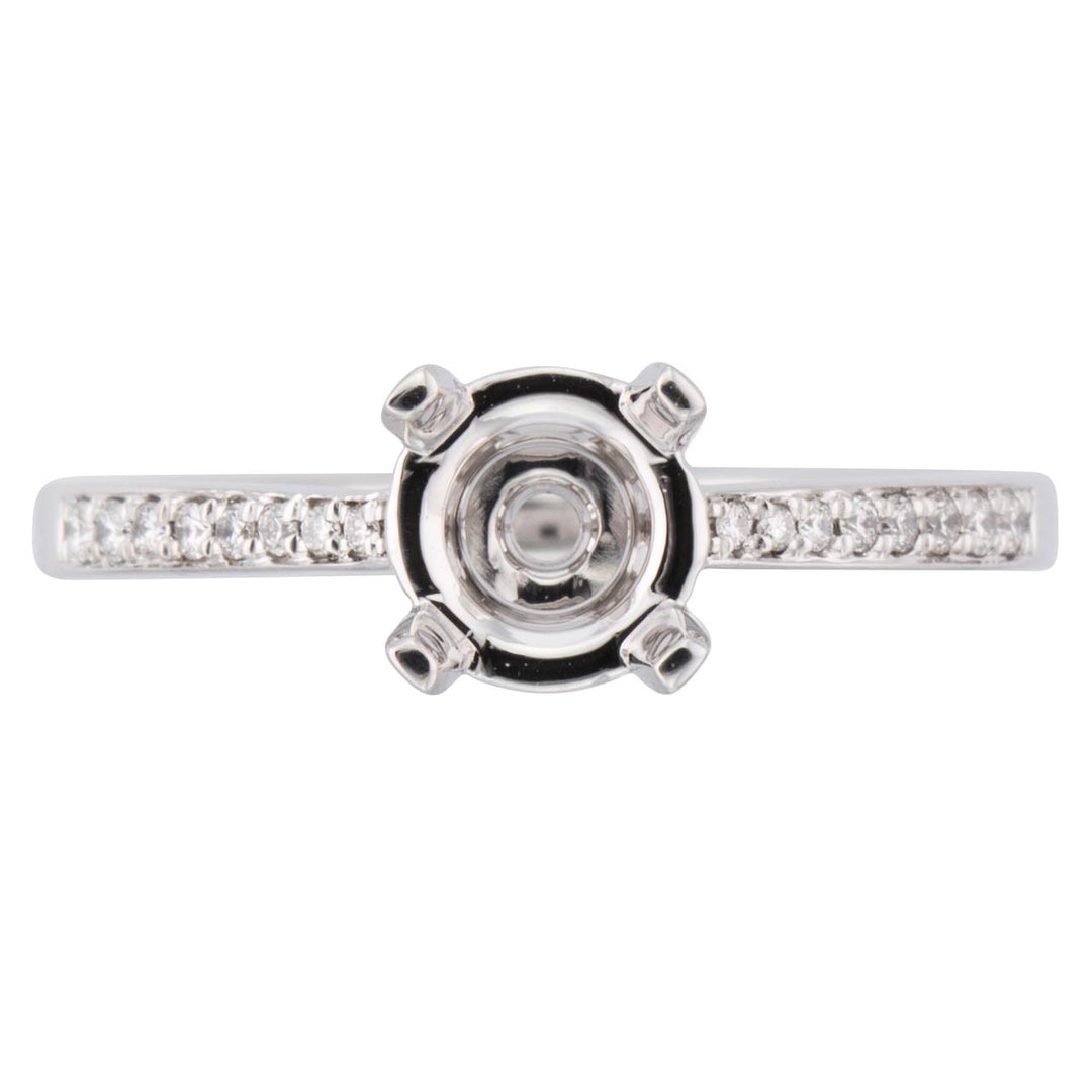 18 Karat White Gold 0.16ct Diamond Under Halo Semi-Mount Ring - Size 6.25