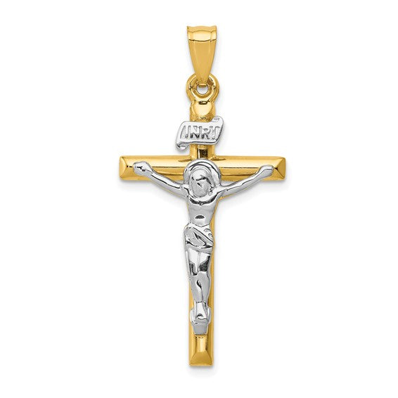 14 Karat 2 Tone Gold Medium Polished Cross Charm Pendant