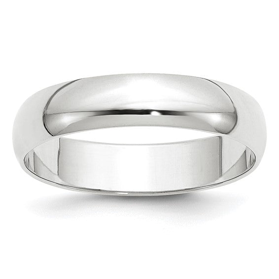 Men's 14 Karat White Gold 5mm Plain Wedding Band - Size 10