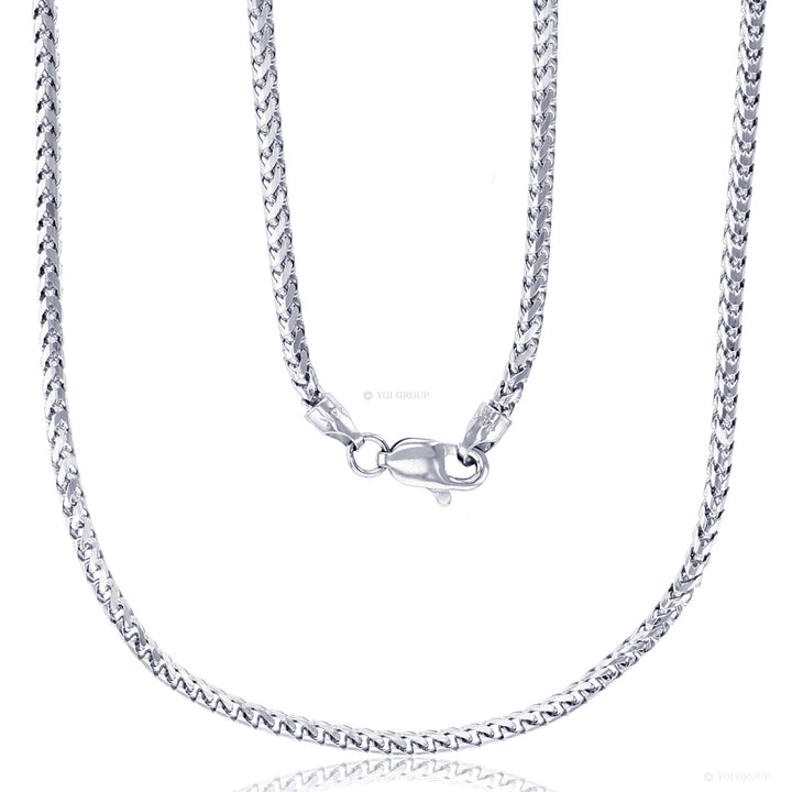 14 Karat White Gold Diamond Cut 2.25mm Franco Link 24 inch Chain