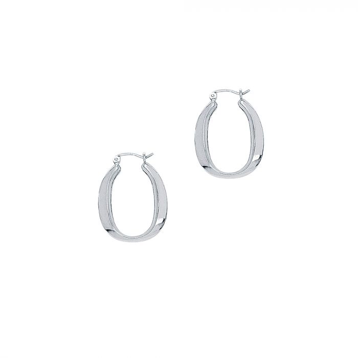 14 Karat White Gold Medium Hoop Earrings