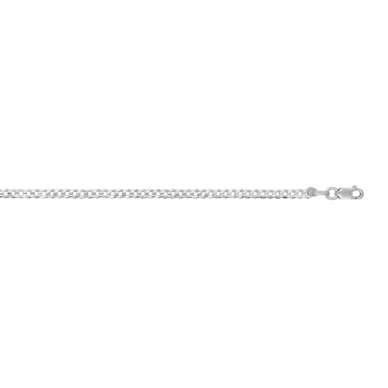 14 Karat White Gold Diamond Cut 2.6mm Cuban Link 18 inch Chain