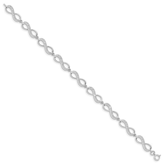 Sterling Silver Infinity 7 inch Bracelet with Cubic Zirconia