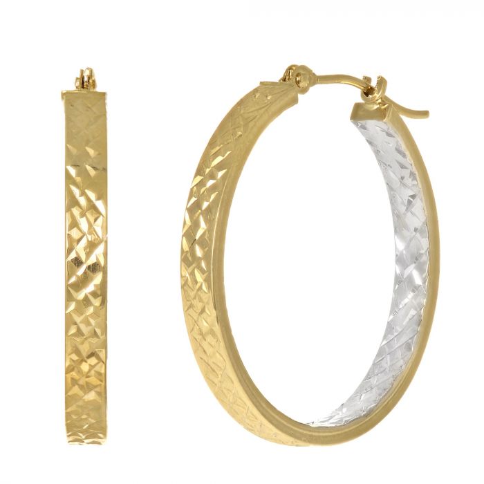 14 Karat 2 Tone Gold Drop Earrings