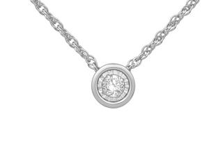 14 Karat White Gold 0.10ct Diamond Bezel Set Pendant