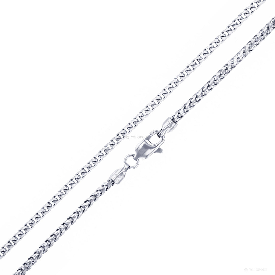 14 Karat White Gold Diamond Cut 2.25mm Franco Link 24 inch Chain