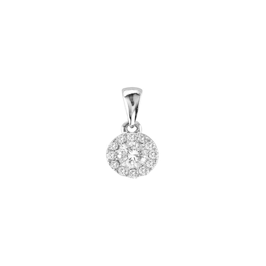 14 Karat White Gold Diamond Cluster Pendant