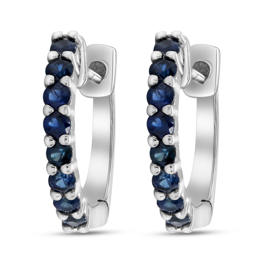 14 Karat White Gold 0.37ct Sapphire Huggie Earrings