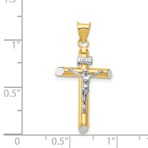 14 Karat 2 Tone Gold Small Polished Cross Charm Pendant