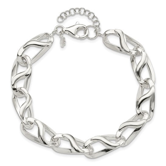 Sterling Silver Fancy Link 7.5 inch Bracelet