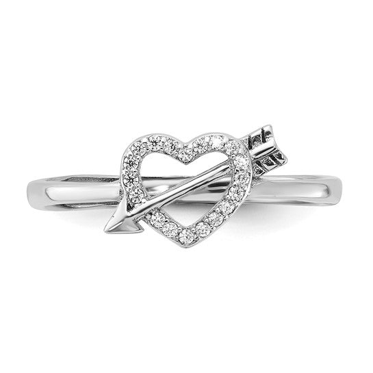 Sterling Silver Heart and Arrow Open Shank Ring