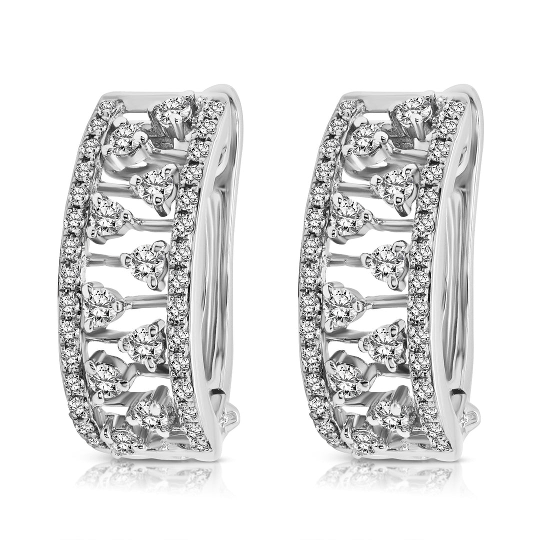 14 Karat White Gold 0.55ct Diamond Huggie Earrings