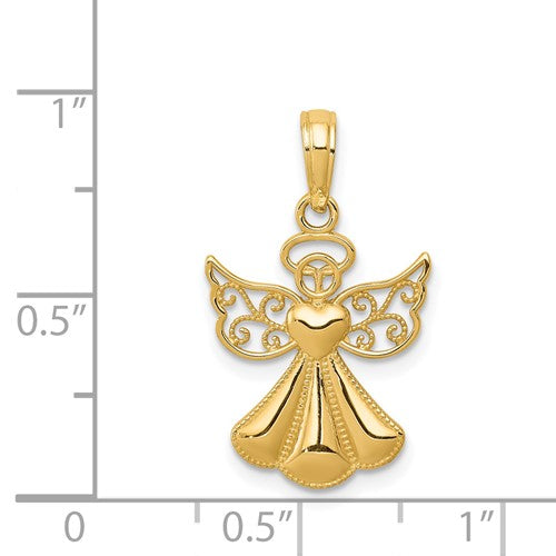 14 Karat Yellow Gold Angel Charm Pendant