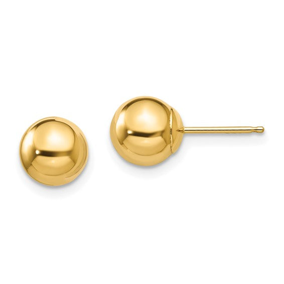 14 Karat Yellow Gold 7mm Ball Earrings