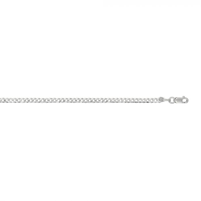 14 Karat White Gold 2.6mm Cuban Link Ankle Bracelet - 10 inch