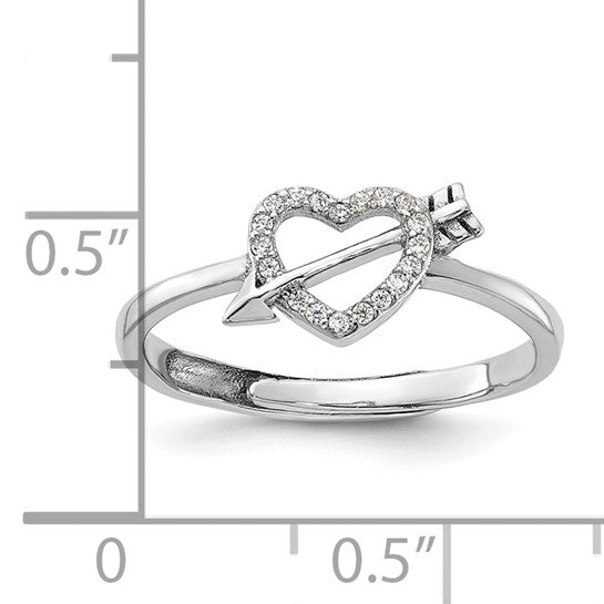 Sterling Silver Heart and Arrow Open Shank Ring