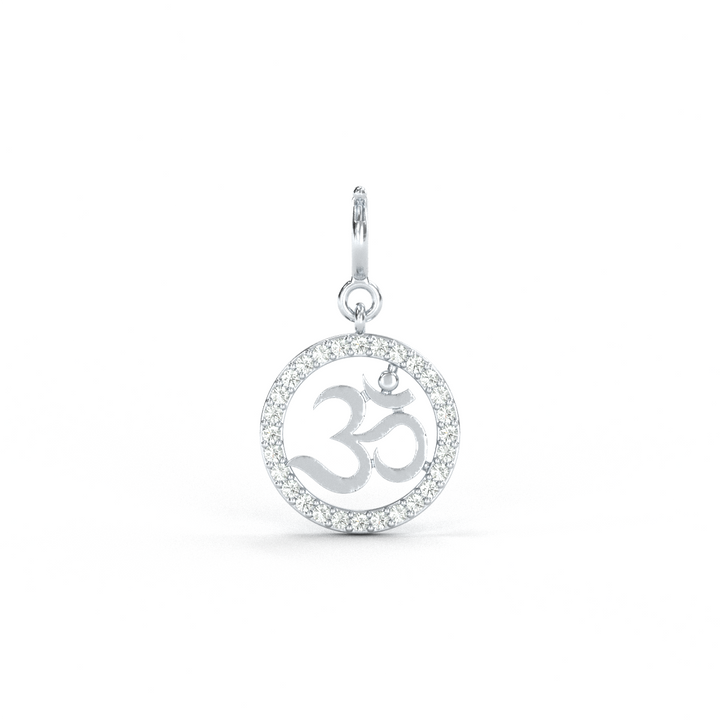 14 Karat White Gold Diamond Om Pendant