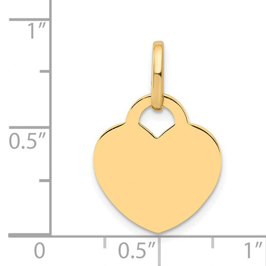 14 Karat Yellow Gold Engravable Heart Charm Pendant