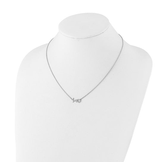 Sterling Silver Heartbeat 0.05ct Diamond Necklace - 18 inch