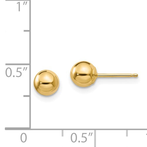 14 Karat Yellow Gold 5mm Ball Earrings