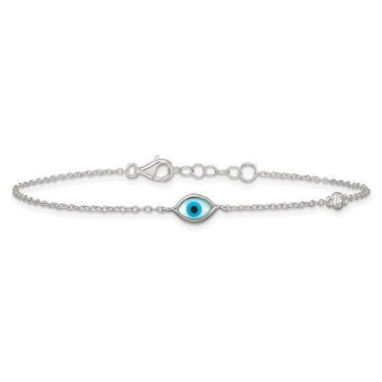 Sterling Silver Evil Eye 6.75 inch Bracelet