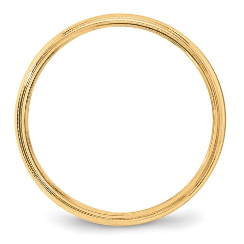 14 Karat Yellow Gold 4mm Milgrain Wedding Band - Size 10