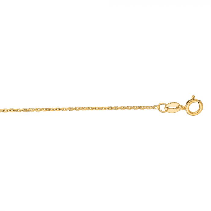 14 Karat Yellow Gold Diamond Cut 1.3mm Cable Link Chain - 16 inch