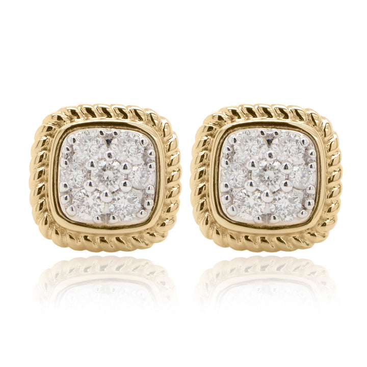 14 Karat Yellow Gold 0.21ct Diamond Stud Earrings