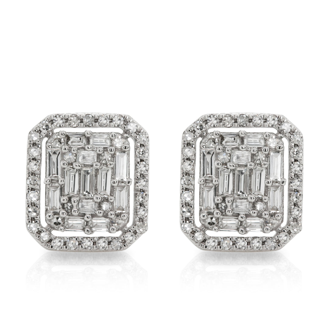 14 Karat White Gold Diamond Stud Earrings