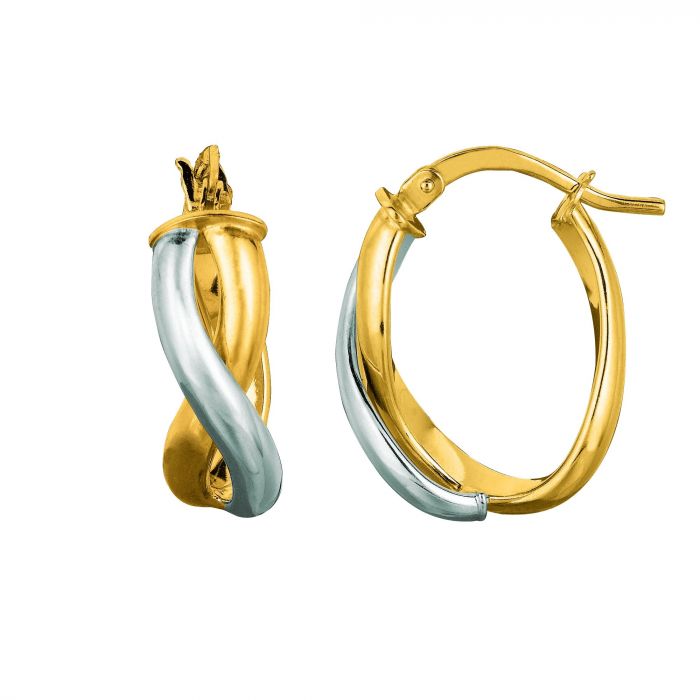 14 Karat 2 Tone Gold Hoop Earrings